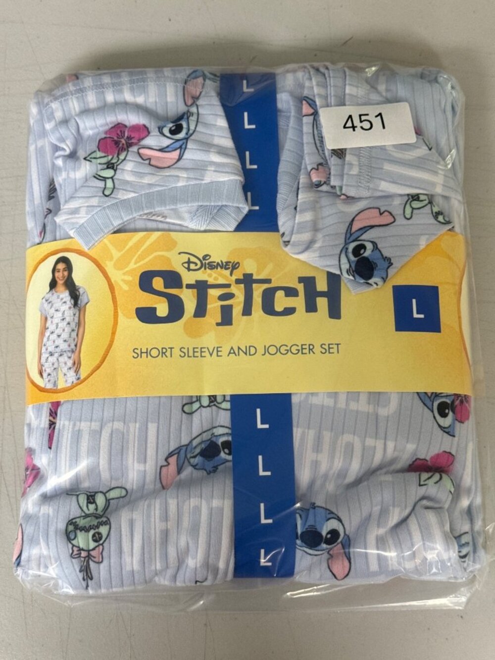 Disney Stitch Womens Short Sleeve & Jogger Pajama Set Blue Size L - Picture 5 of 5